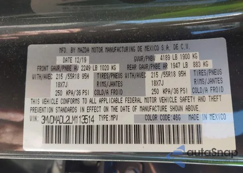 2020 Mazda Cx-30 Preferred Package z USA, uszkodzony, nr VIN 3MVDMADL2LM113514